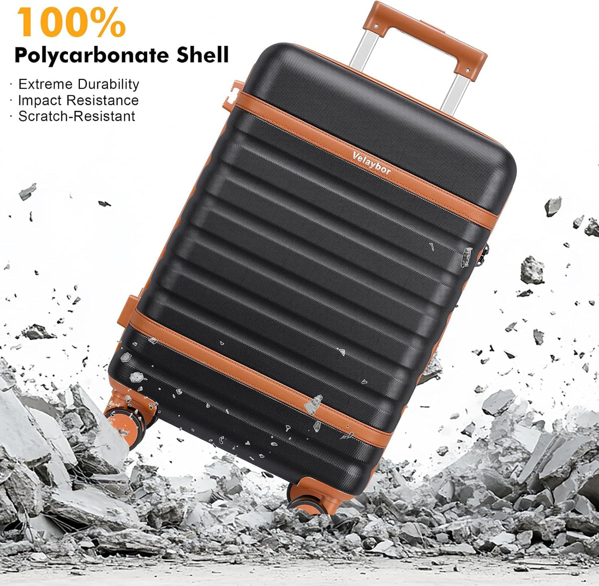 Velaybor LUG190602# Luggage Set – 3 Piece Set (20inch), Black – Black / 3 Piece Set (20inch) – product detail