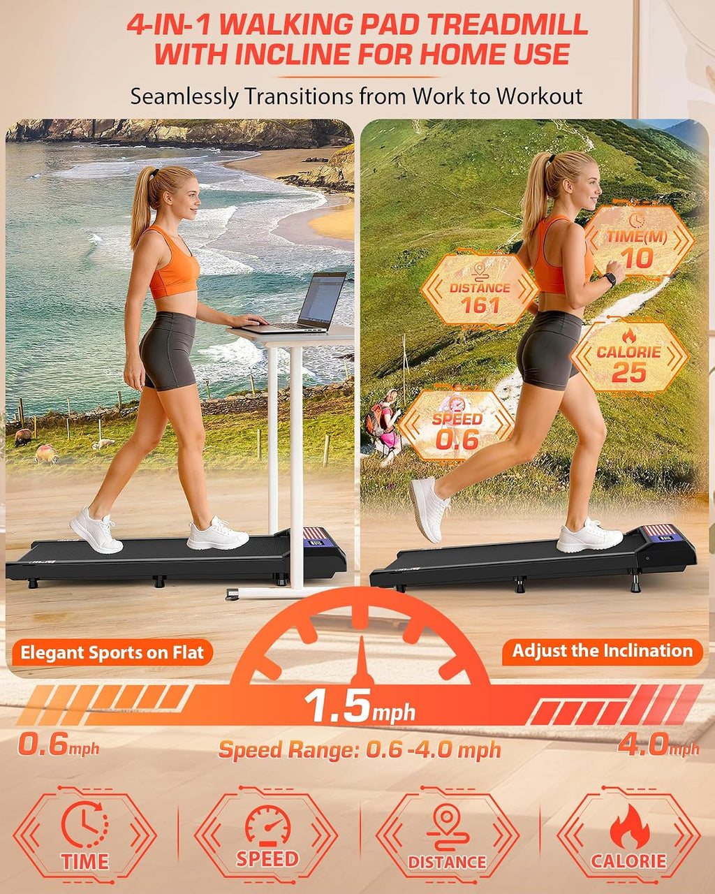 Mokirui Under-Desk Walking Treadmill – BLACK – product detail