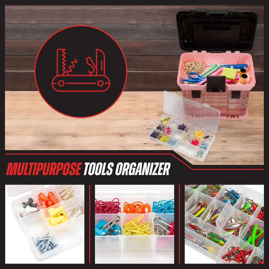Stalwart 75-STO3183 Portable Parts Organizer with Four Removable Boxes – Pink – product detail