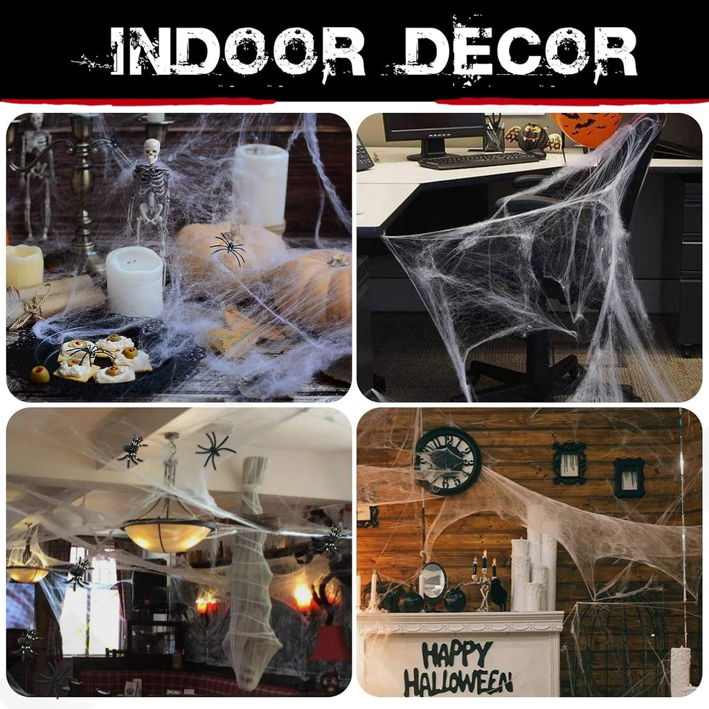 ZPISF MAX-002 Stretchable Halloween Spider Web with 150 Decorative Spiders – Extra Large, White – Extra Large / White – product detail