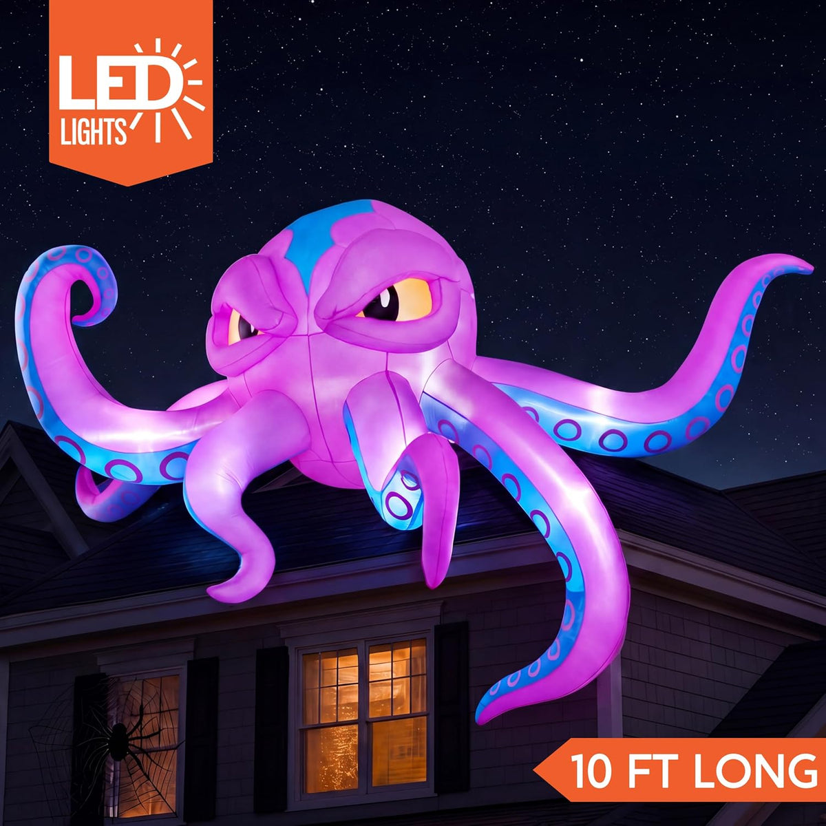 JOYIN 18672 10-Foot Halloween Octopus Inflatable – Blue-tentacled Octopus – product detail