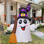 GOOSH 69483 6.2-Foot Halloween Ghost with Broom Inflatable – White and Black – product detail