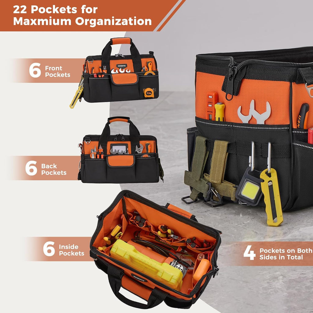 Amento 22-Pocket Oxford Tool Bag, 16 or 18 Inch