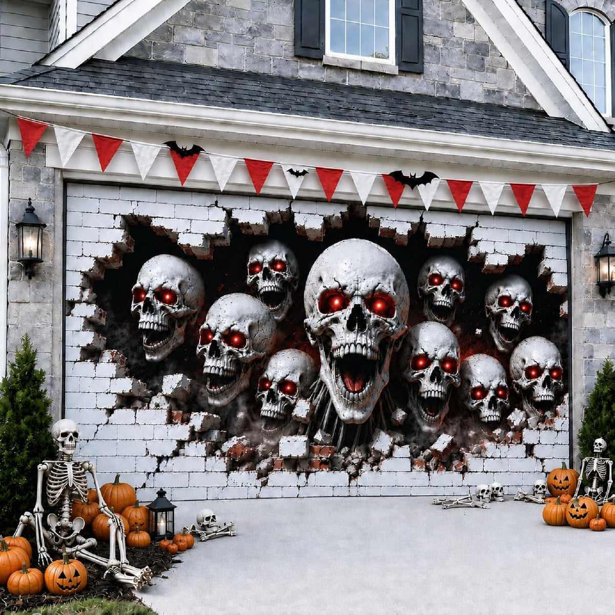 Allotall Halloween Garage Door Banner, Multiple Designs, 8 × 7 or 16 × 7 ft
