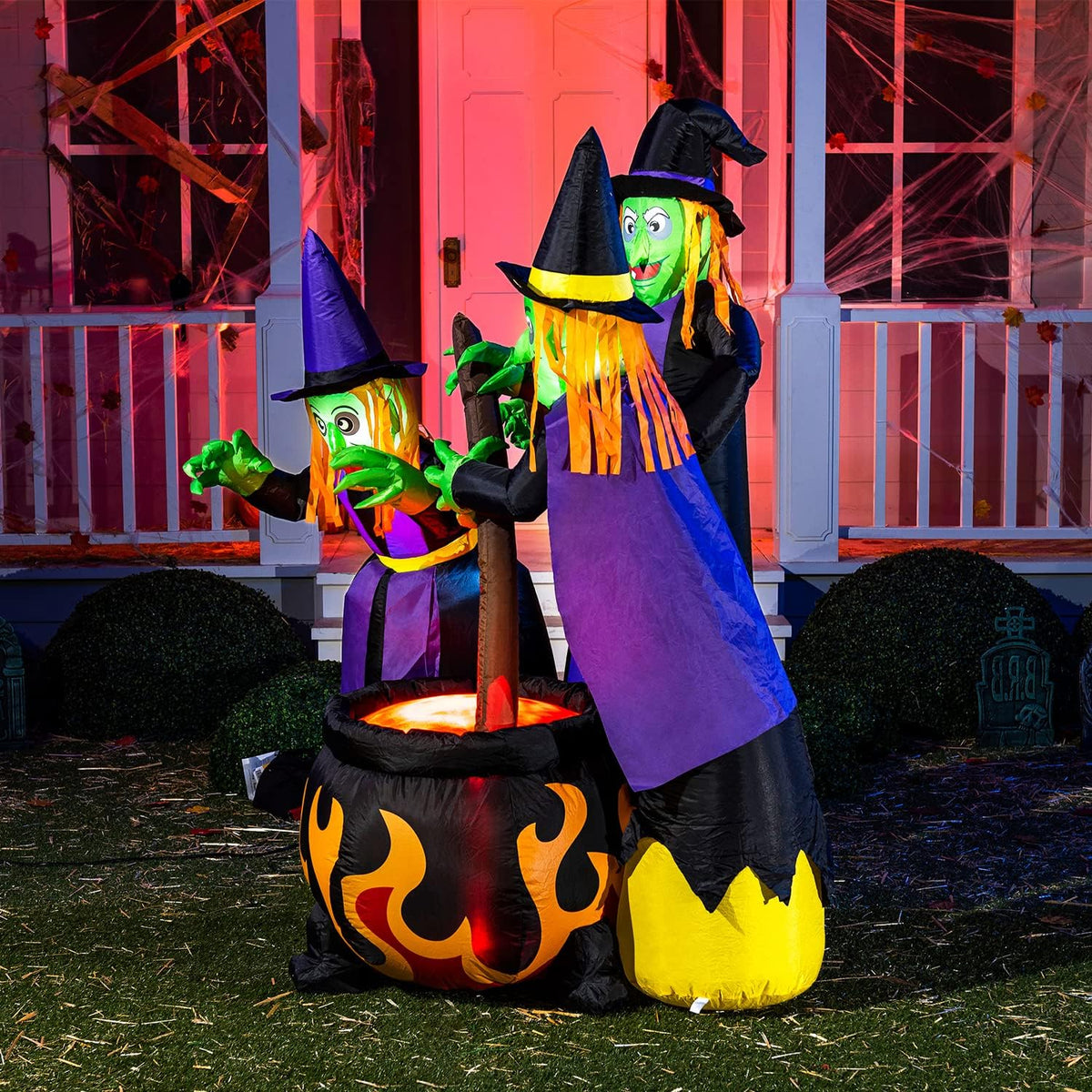 Joiedomi SL-3DLED 6-Foot Halloween Three Witches & Cauldron Inflatable – Green – product detail