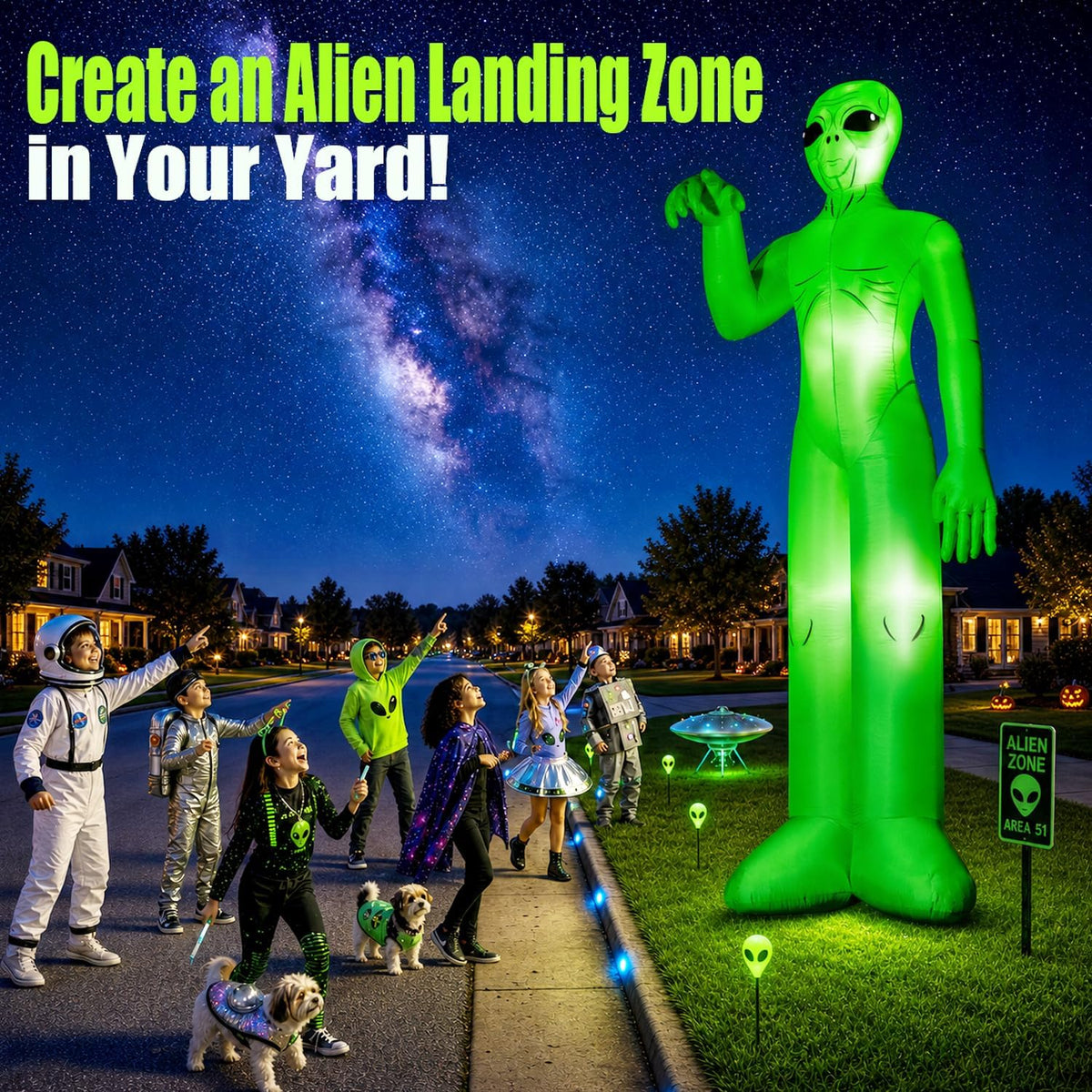 zukakii QM-WS-026 12-Foot Halloween Alien Inflatable – green – product detail