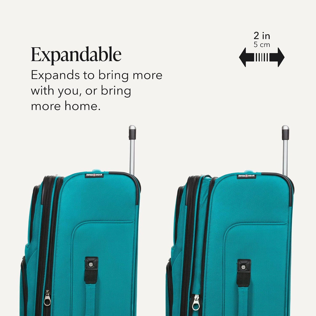 SwissGear Sion Expandable Softside Suitcase – Teal / Checked-Large 29-Inch – product detail