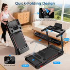 ShineMaos XMS-970NB-Black-Red Walking Treadmill – Black – product detail