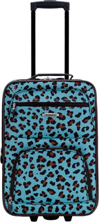 Rockland F102-BLUELEOPARD Softside Luggage Set – 2 Piece (19"/14" Tote), Blue Leopard – Blue Leopard / 2 Piece (19"/14" Tote) – product detail