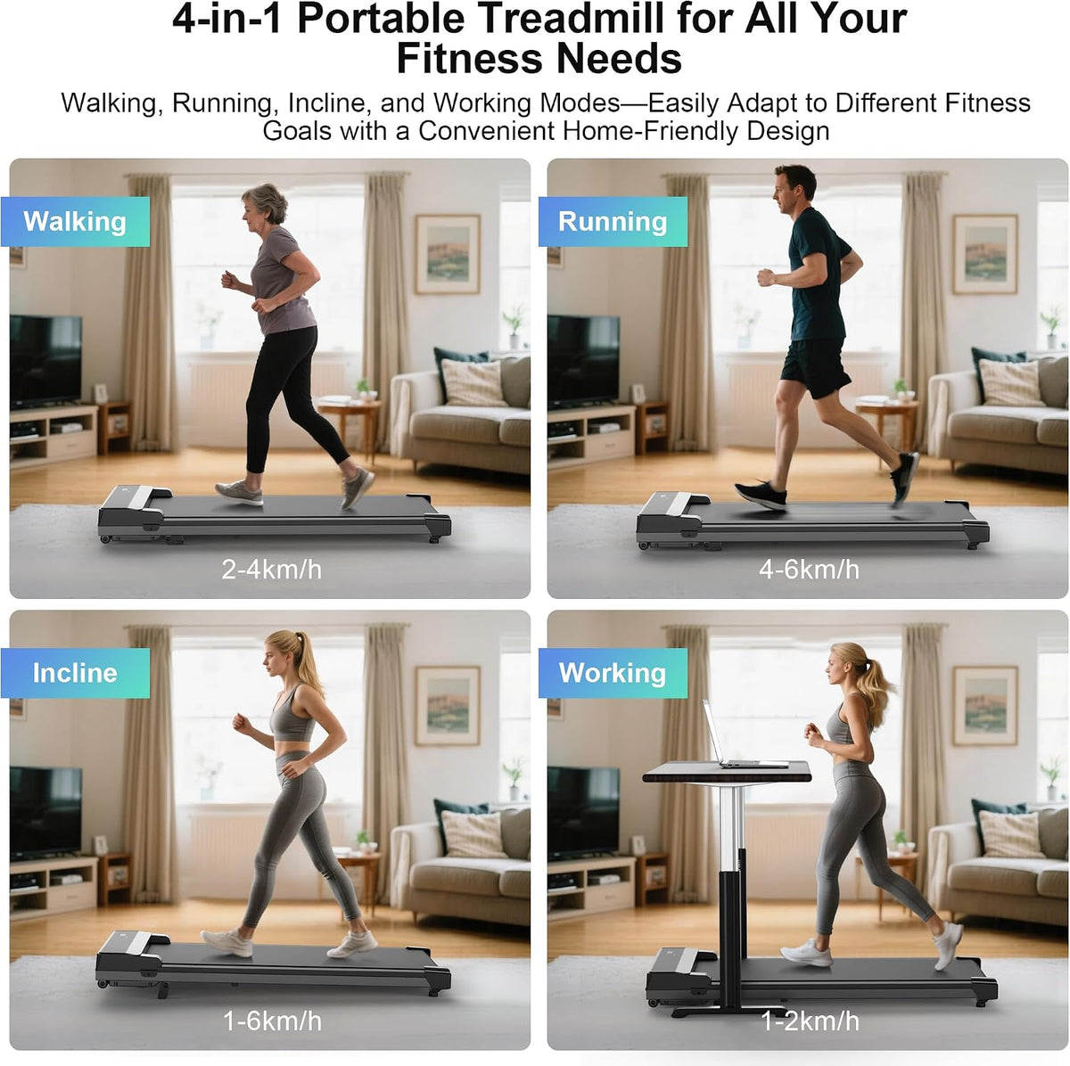 Wilpkracy Under-Desk Walking Treadmill – BLACK – product detail