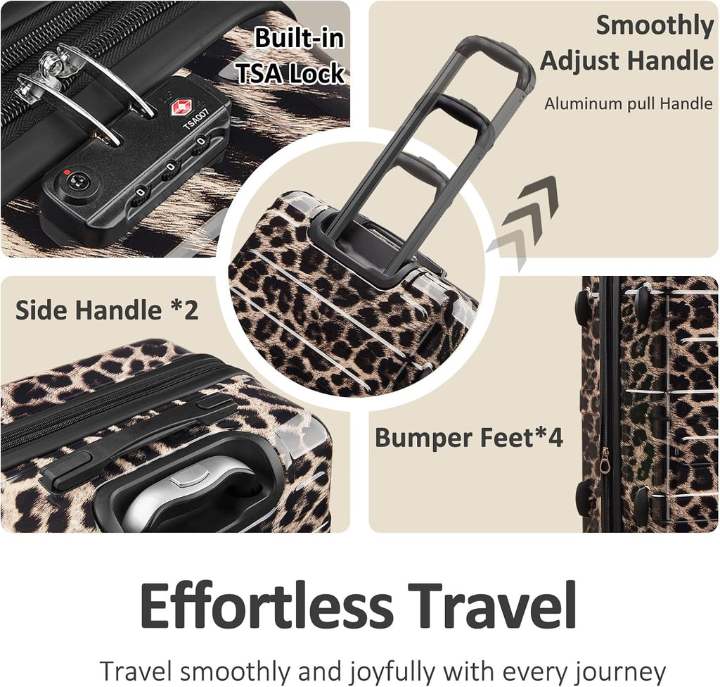 VIVIcity HW-BaoWen-20in Carry-On Suitcase – S (20 In Carry-on), Leopard Print – Leopard Print / S (20 In Carry-on) – product detail