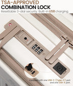 LOVEVOOK Hardside Carry-On Suitcase – 20 Inch-Carry on, White-Khaki – White-Khaki / 20 Inch-Carry on – product detail