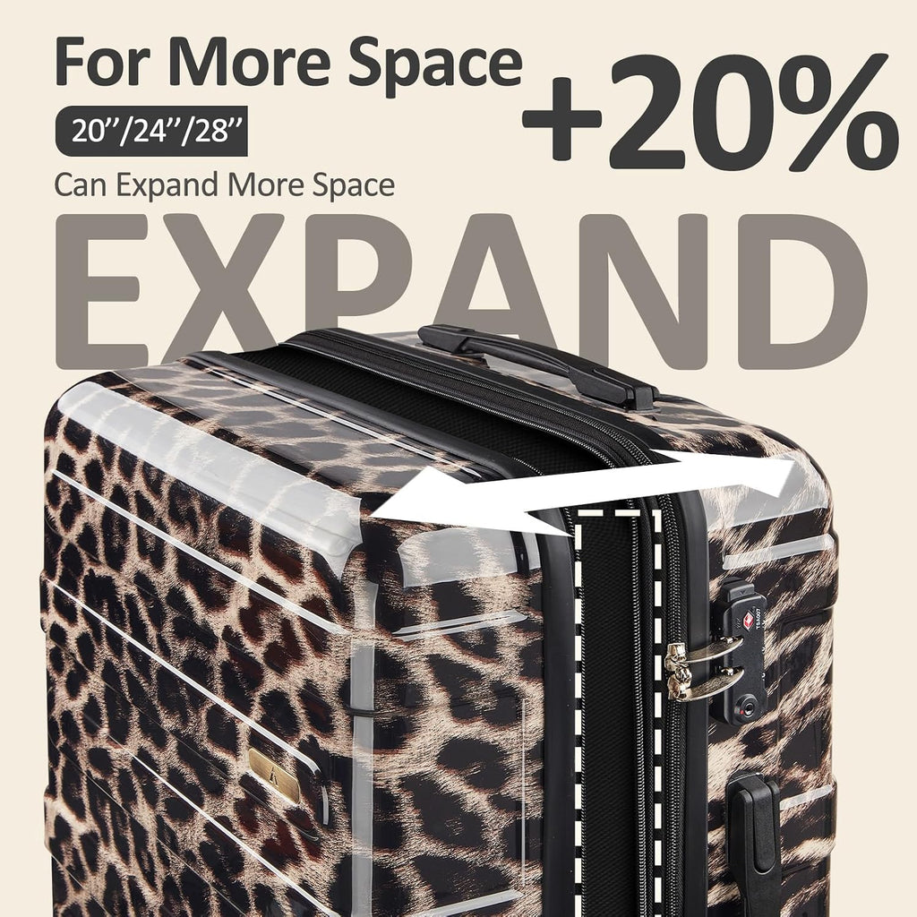 VIVIcity HW-BaoWen-20in Carry-On Suitcase – S (20 In Carry-on), Leopard Print – Leopard Print / S (20 In Carry-on) – product detail