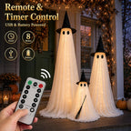 HAPPYCLUB 20260521001 3-Piece Lighted Halloween Ghost Family Set – 3Pack - L+M+S – product detail