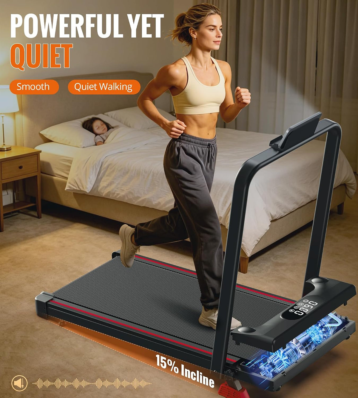 HomePoweron Under-Desk Walking Treadmill – Black – product detail