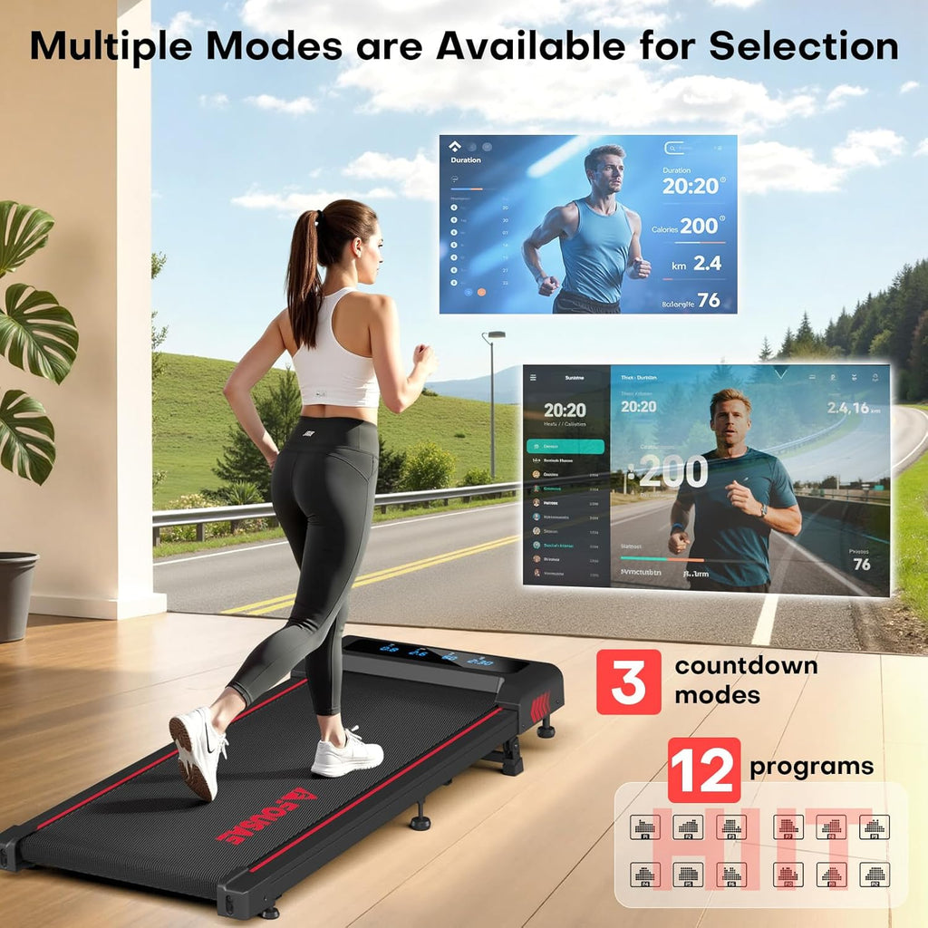 FOUSAE X381P Under-Desk Walking Treadmill – Black Red – product detail