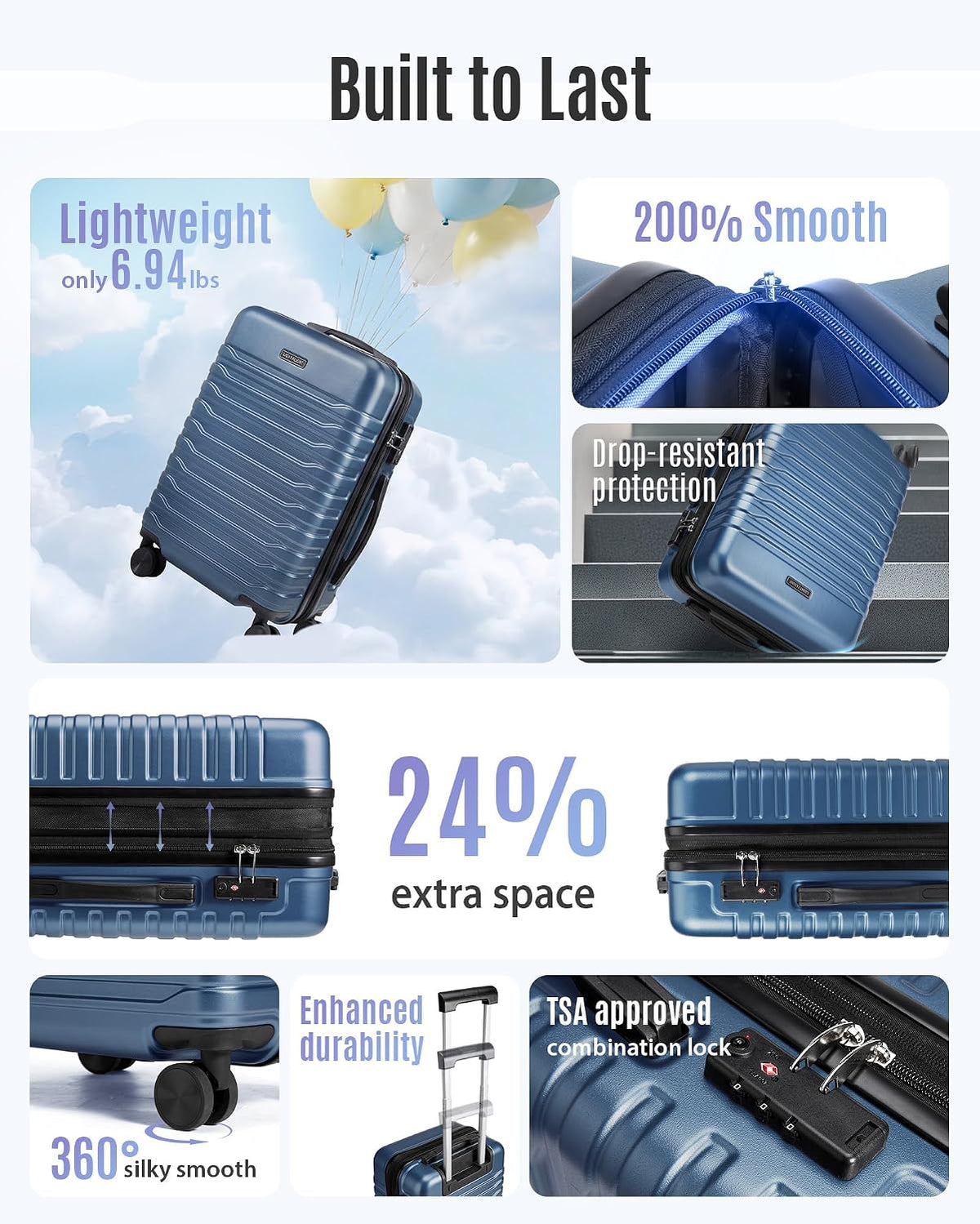 LIGHT FLIGHT LF4105006 Carry-On Suitcase – 20 Inch, Blue – Blue / 20 Inch – product detail