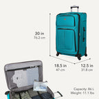 SwissGear Sion Expandable Softside Suitcase – Teal / Checked-Large 29-Inch – product detail