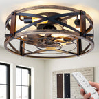 Passky 20-Inch Caged Ceiling Fan, Black Brushed Gold