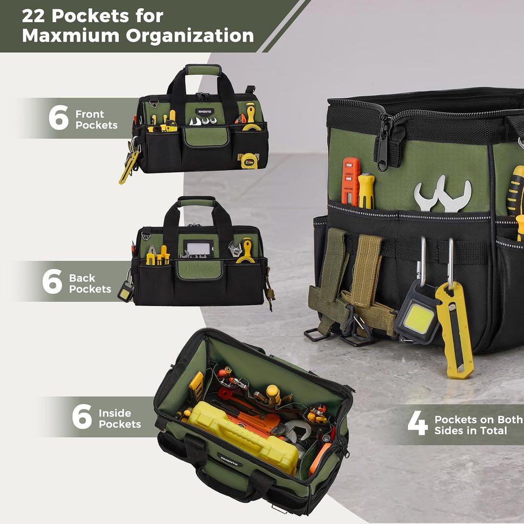 Amento 22-Pocket Oxford Tool Bag, 16 or 18 Inch