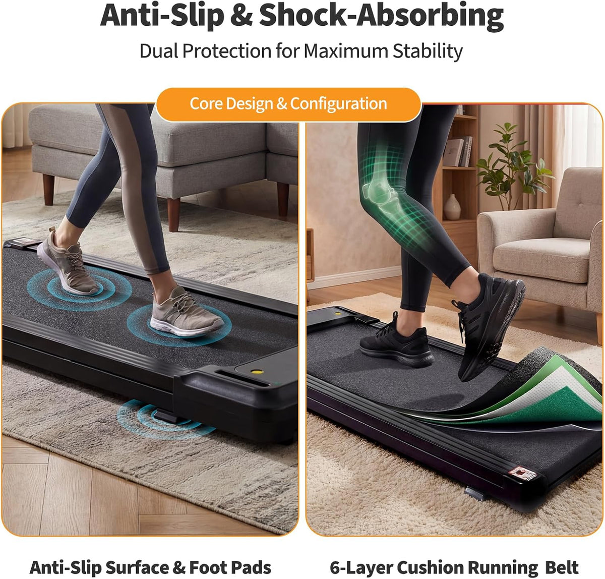 NEWBULIG Under-Desk Walking Treadmill – Black – Black / 42.2"*19.2"*3.6" – product detail