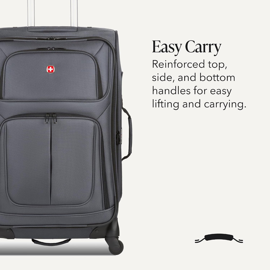 SwissGear Sion Expandable Softside Suitcase – Dark Grey / Checked-Medium – product detail