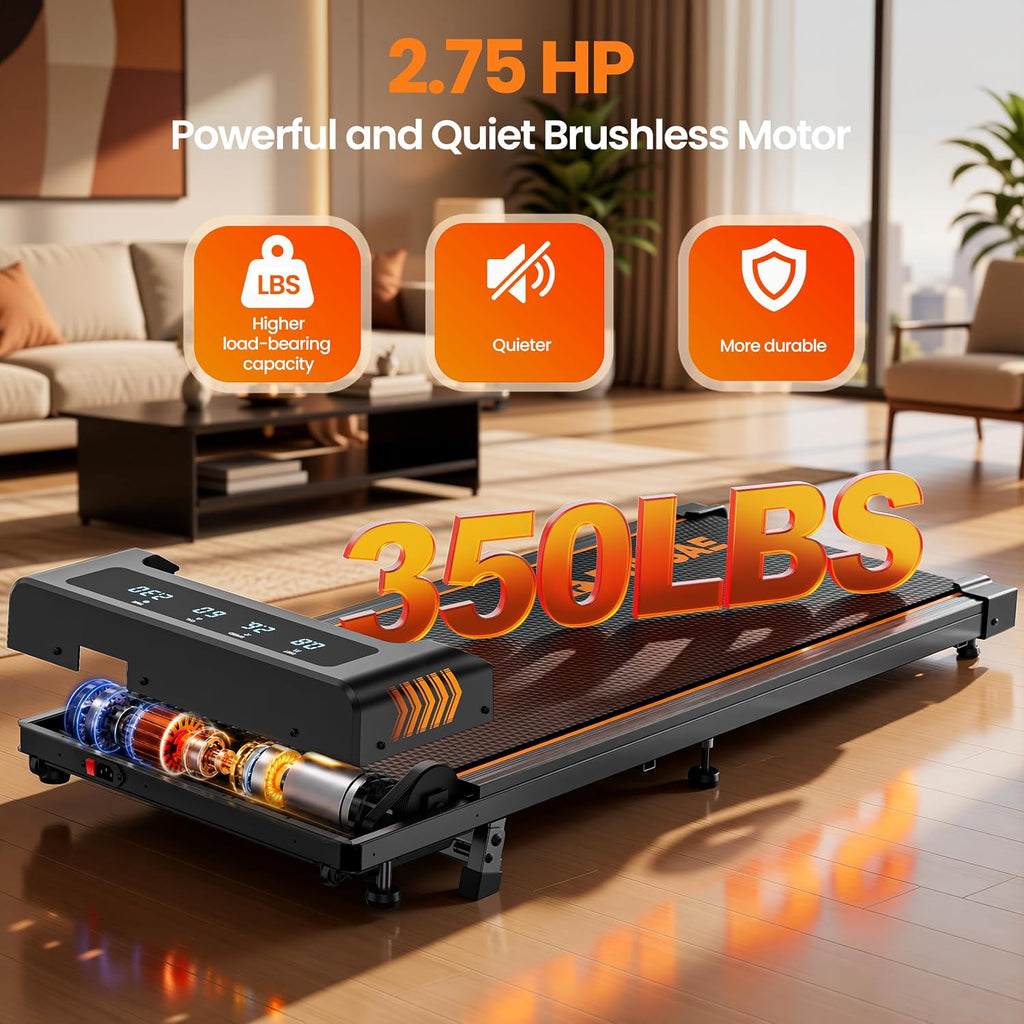 FOUSAE Under-Desk Walking Pad with 10% Incline and LED Display