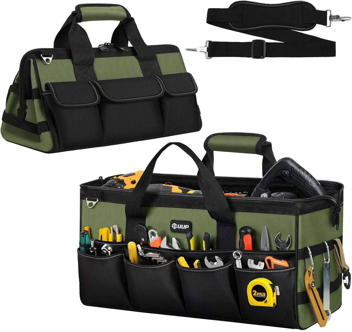 UUP 16-Pocket Tool Bag, 15.5, 18 & 20 Inch, Green or Orange