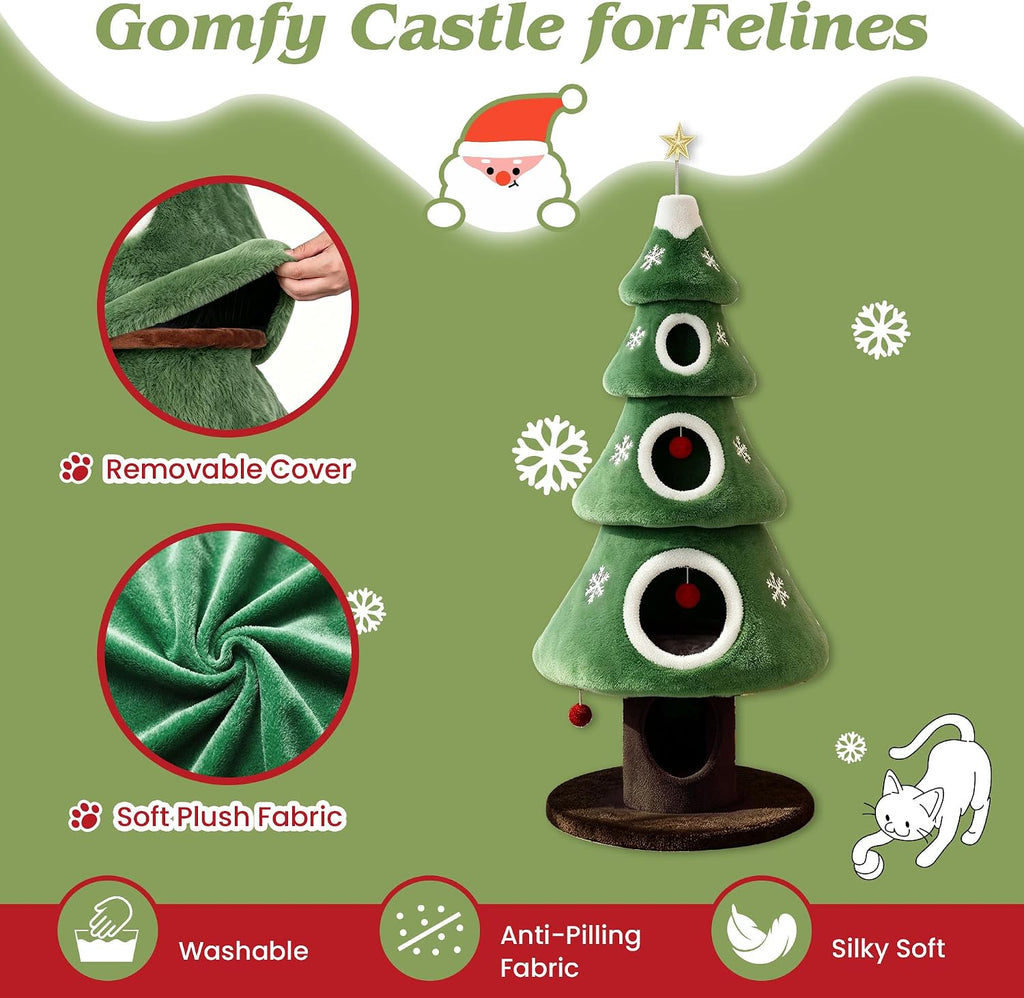 SHA CERLIN 76" Christmas Cat Tree Tower, Multi-Level Condo for Indoor Cats · 5