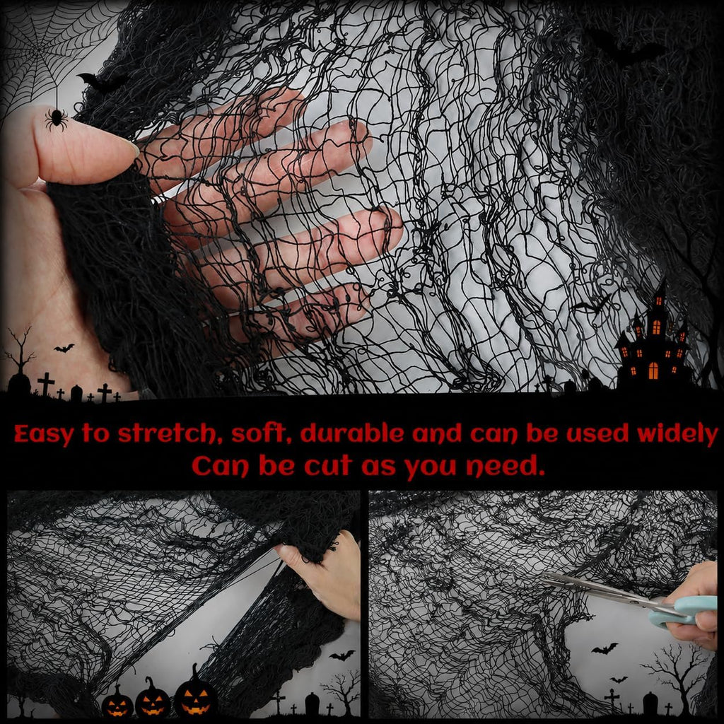 Qtisky 5-Piece Halloween Gauze Decorating Cloth Set – 72 x 30 inches, black – black / 72 x 30 inches – product detail