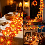 TURNMEON 3-Pack 30-Foot 60-LED Maple Leaf Garland – 30FT-Maple garland, Orange&yellow – 30FT-Maple garland / Orange&yellow – product detail