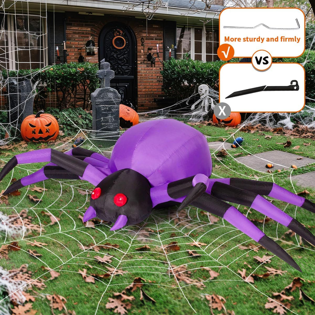 COMIN 9-Foot Halloween Spider Inflatable – Purple – product detail