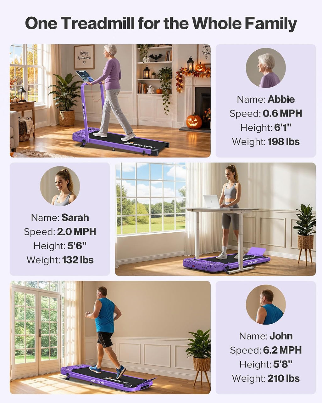 WELLFIT Folding Walking Treadmill with Incline, Handlebar and App Control