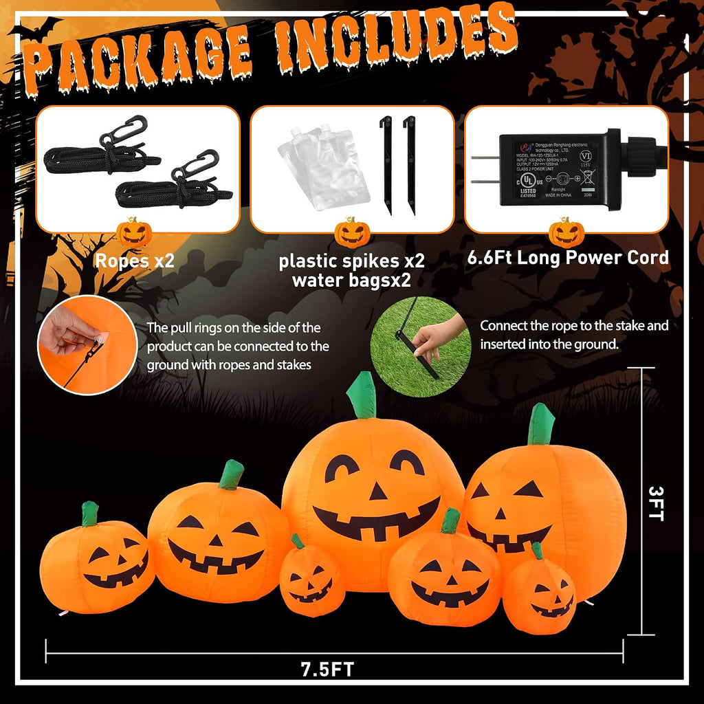 GIGALUMI 10177 7.5-Foot Halloween Pumpkin Inflatable – Yellow – product detail