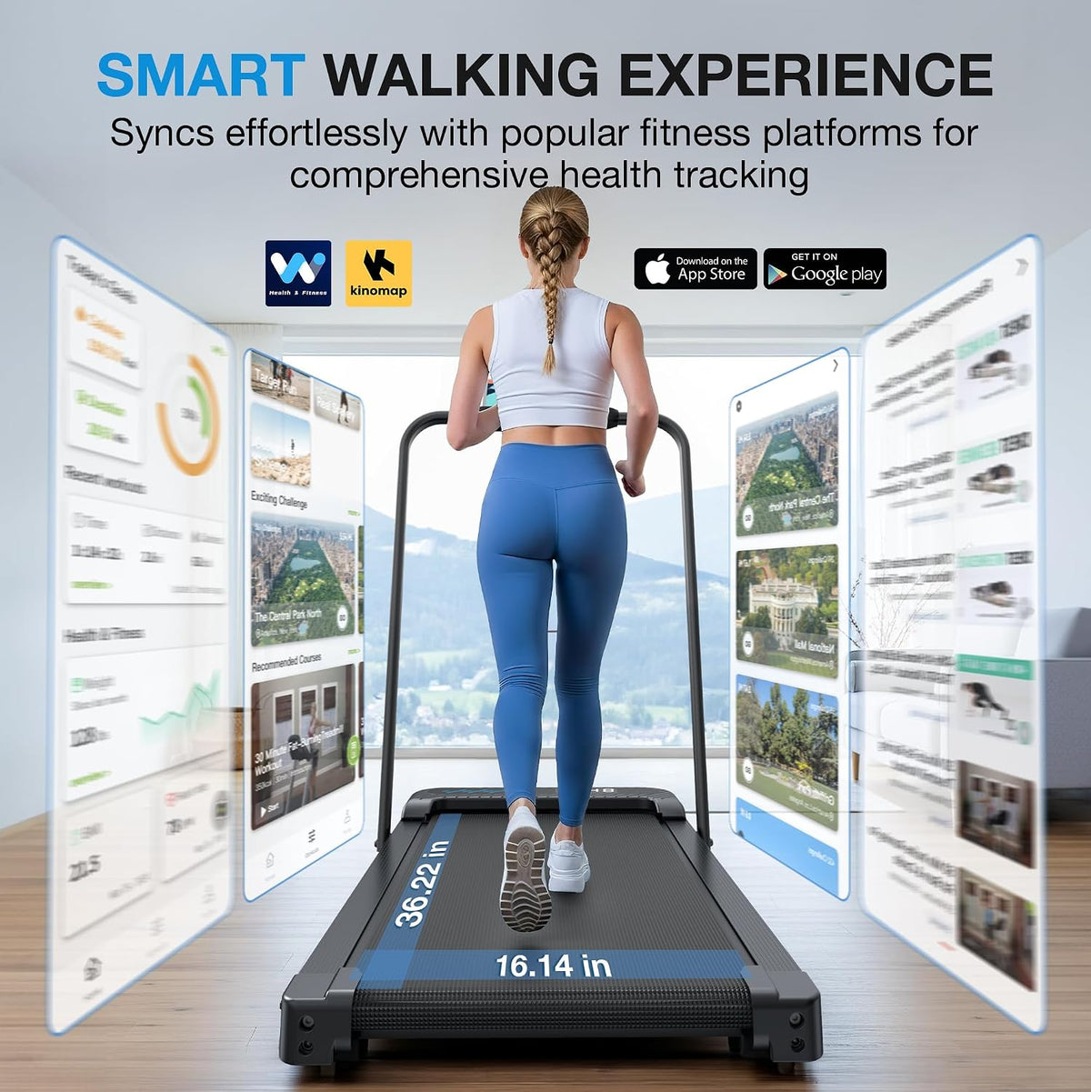 WELLFIT WFTM037 Walking Treadmill – Black with Blue – product detail