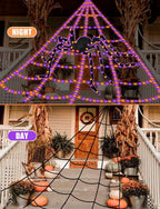 VITI HYT-0451400 550-LED Halloween Spider Web Lights with Spider – Purple Orange – product detail
