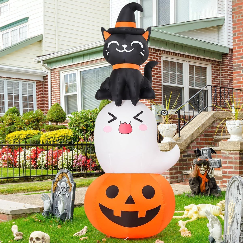 COMIN 69621 6-Foot Halloween Pumpkin & Ghost & Cat Inflatable – Multicolor – product detail