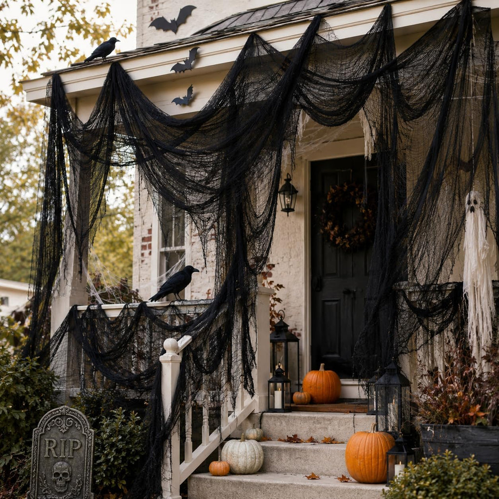 Qtisky 5-Piece Halloween Gauze Decorating Cloth Set – 72 x 30 inches, black – black / 72 x 30 inches – product detail