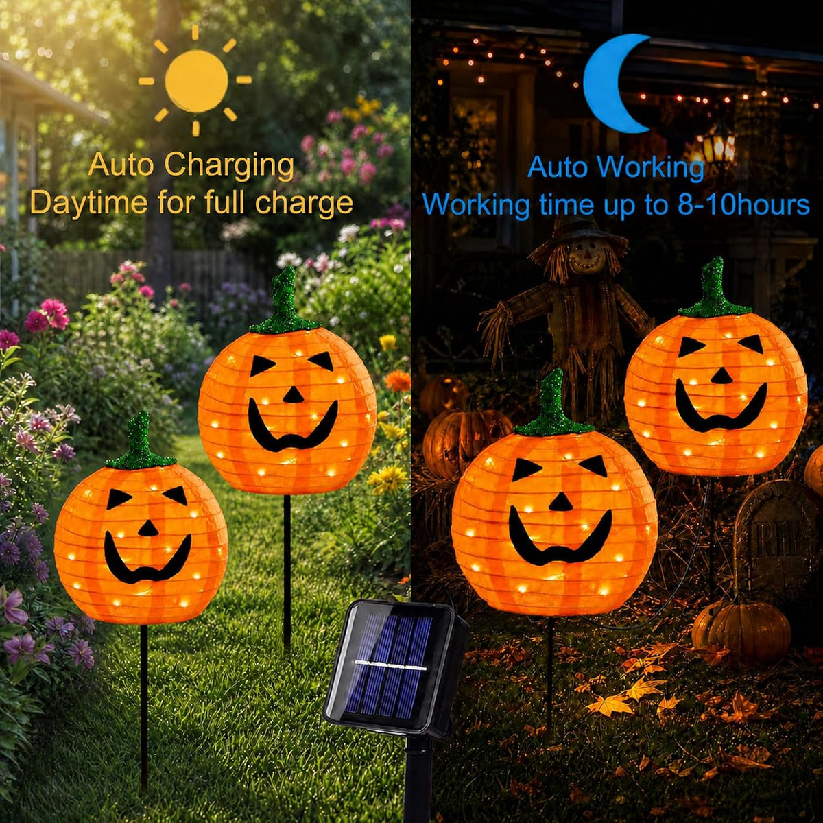 DAYLIGHTIR 2-Pack Solar Pumpkin Stake Lights – Orange – product detail