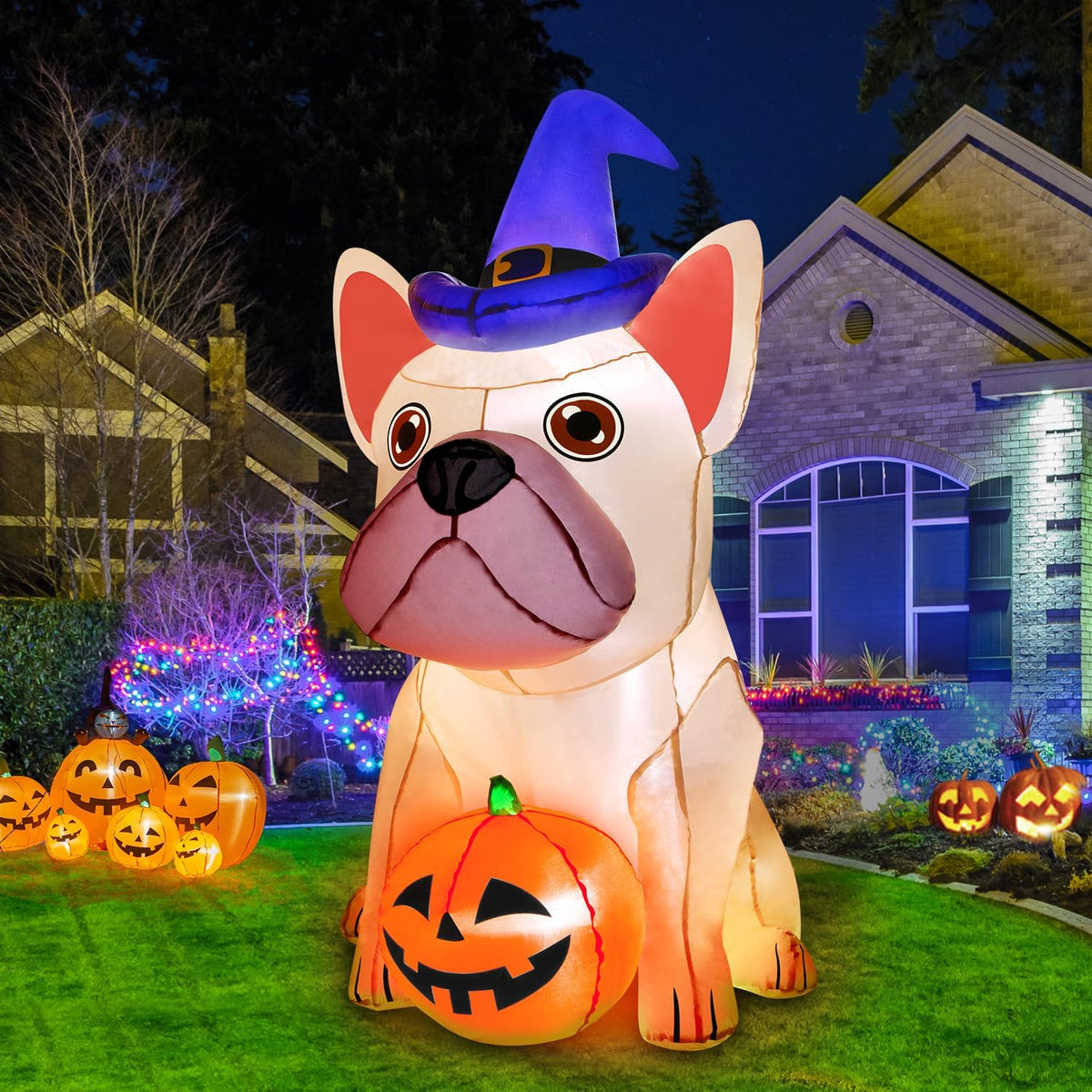 zukakii Lighted Halloween Inflatables – Ghost & Bulldog