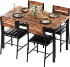 IRONCK Five-Piece Dining Set with Four Chairs, Rustic Brown