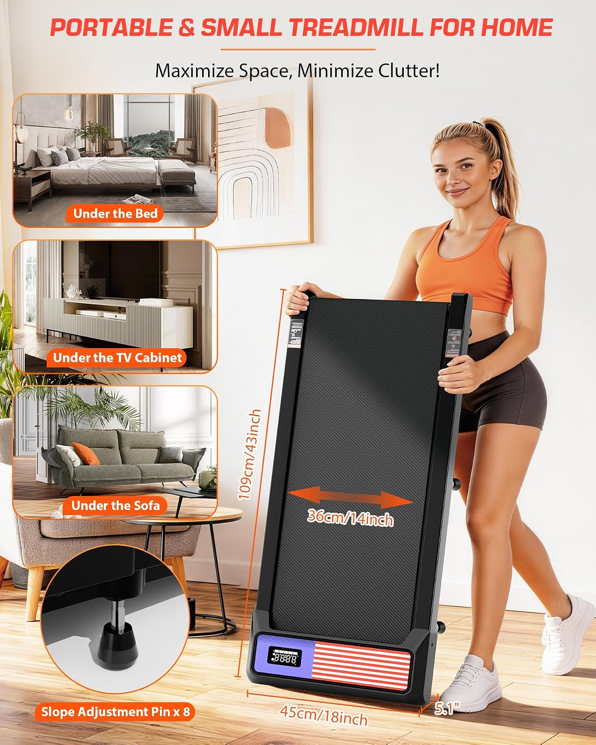 Mokirui Under-Desk Walking Treadmill – BLACK – product detail