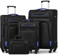 Coolife YD000055EAA Softside Luggage Set – 4 Piece Set, black+blue