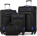 Coolife YD000055EAA Softside Luggage Set – 4 Piece Set, black+blue