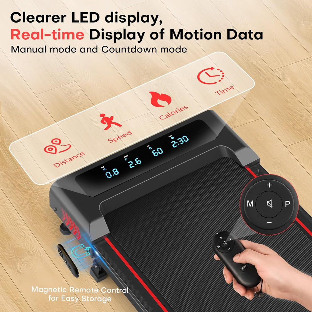 FOUSAE X381P Under-Desk Walking Treadmill – Black Red – product detail