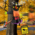 Bswalf 44-Inch Crashing Witch Halloween Tree Decoration – Orange(44 Inch)