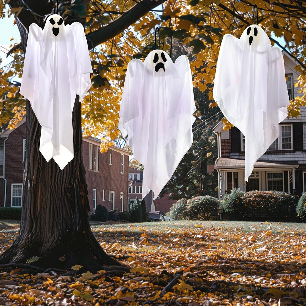 JOYIN 10543 3-Pack 27.5-Inch Hanging Halloween Ghost Decorations – white – product detail