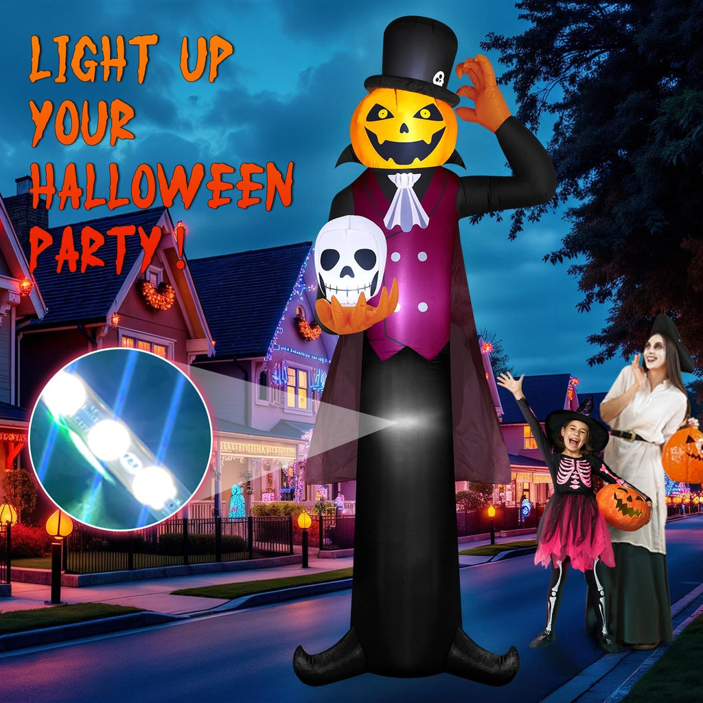 zukakii QM-WS-002 12-Foot Halloween Pumpkin & Ghost & Vampire Inflatable – black – product detail