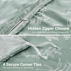 MUXHOMO Duvet Cover Queen Size, 3-Piece Floral Green Bedding Set · 5