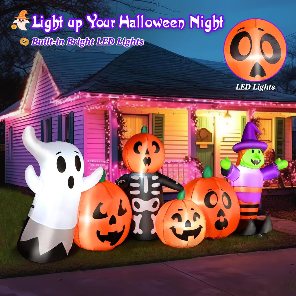 FunFanso HL22052-240 8-Foot Halloween Pumpkin & Witch & Ghost Inflatable – 8FT Ghost Witch, Multicolor – 8FT Ghost Witch / Multicolor – product detail